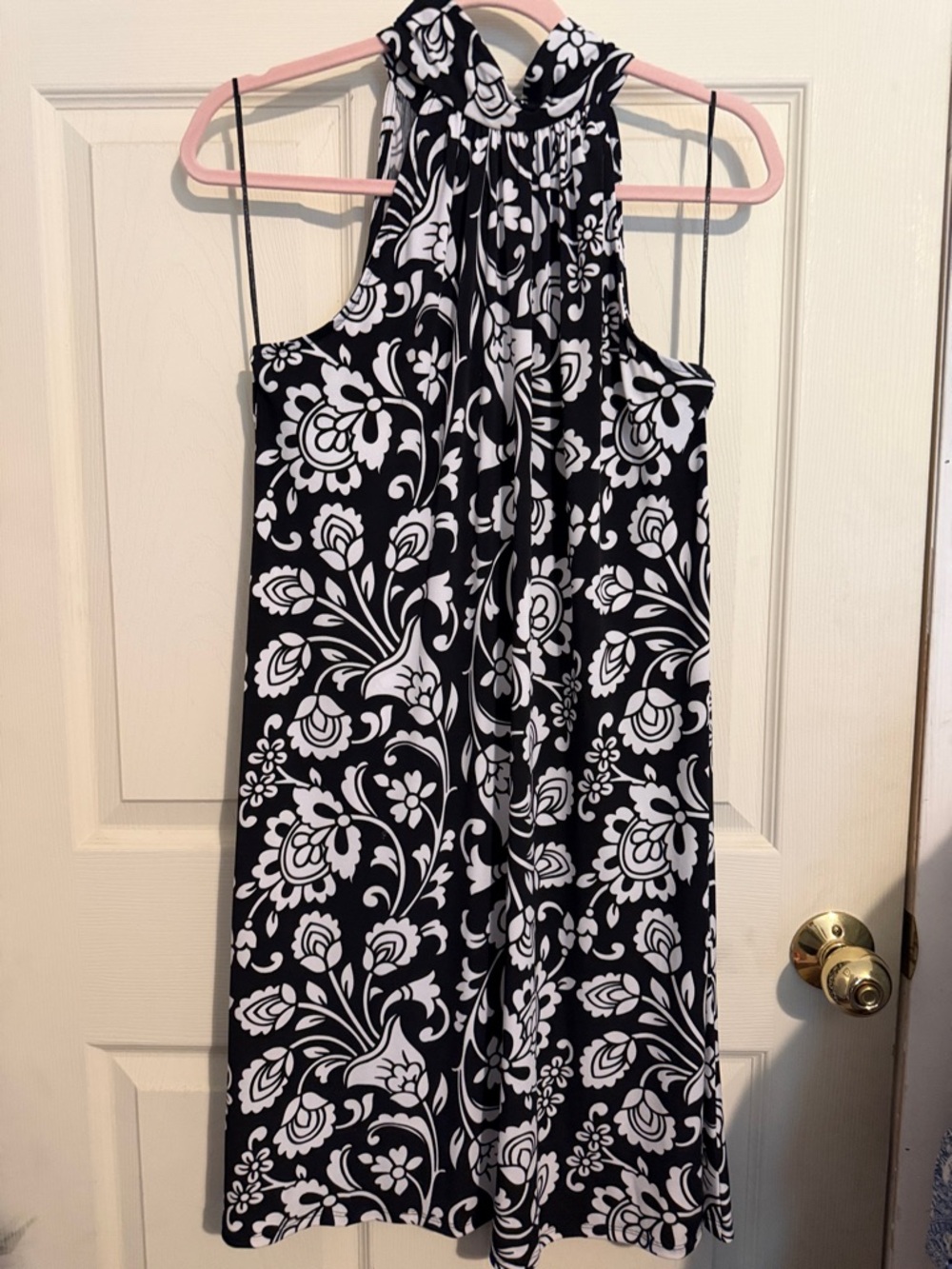 MSK Black and White Floral Maxi Halter Dress